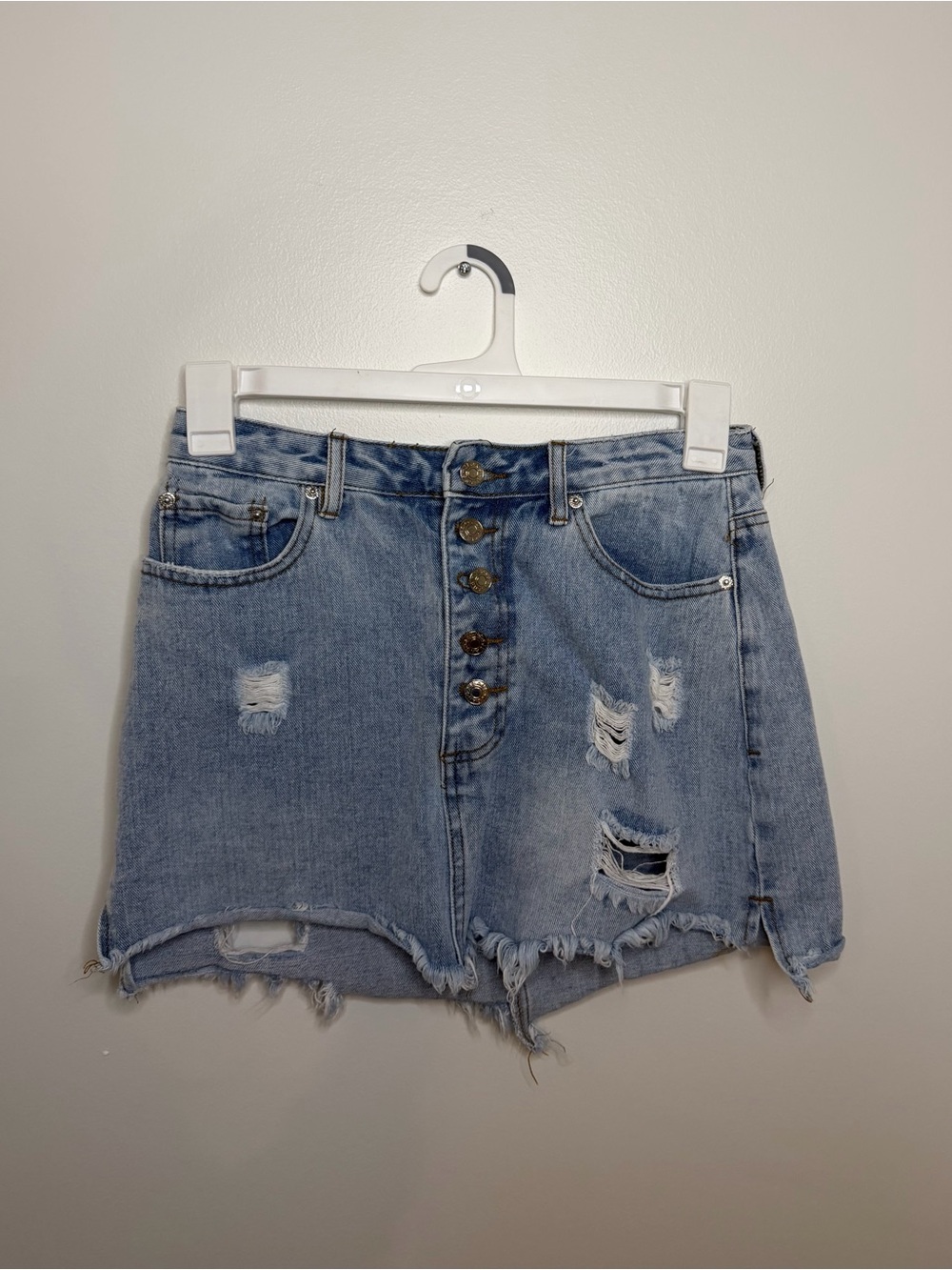 Princess Polly High Rise Distressed Denim Mini Skirt